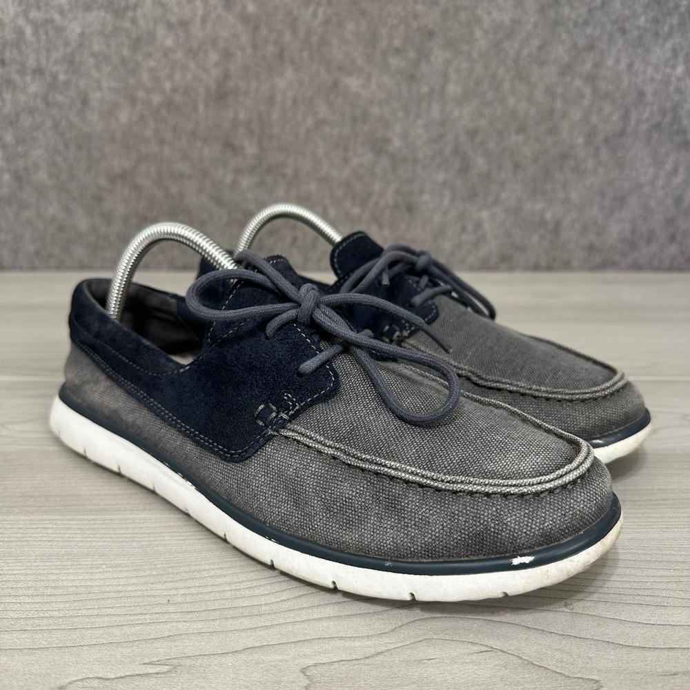 UGG Catton Boat Shoes Mens 8.5 Lined Navy Canvas Suede Moccasin Loafers